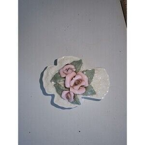 Vintage Lilly Creek Crossed Shaped Ceramic Trinket Box  3"